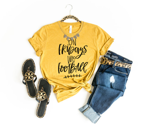 On Fridays We Football Tee Black Ink