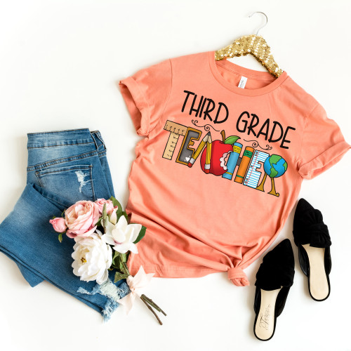 Third Grade Teacher School Supplies Tee