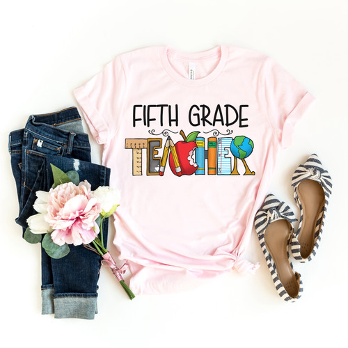 Fifth Grade Teacher School Supplies Tee