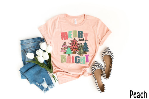 Merry And Bright Christmas Trees Tee