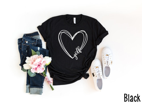 Golf Heart Tee White Ink