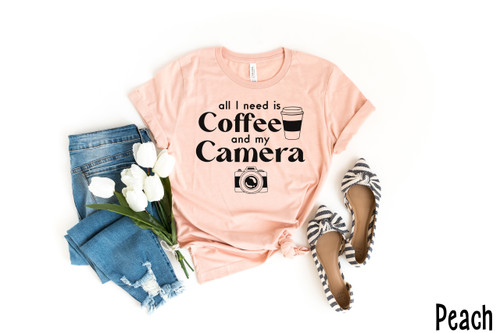 All I Need Is Coffee And My Camera Tee Black Ink