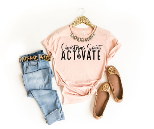 Christmas Spirit Activate Tee Black Ink