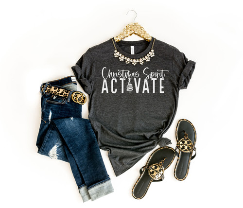 Christmas Spirit Activate Tee White Ink