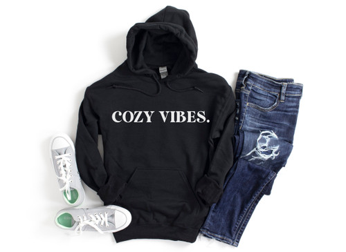 Cozy Vibes Hoodie White Ink