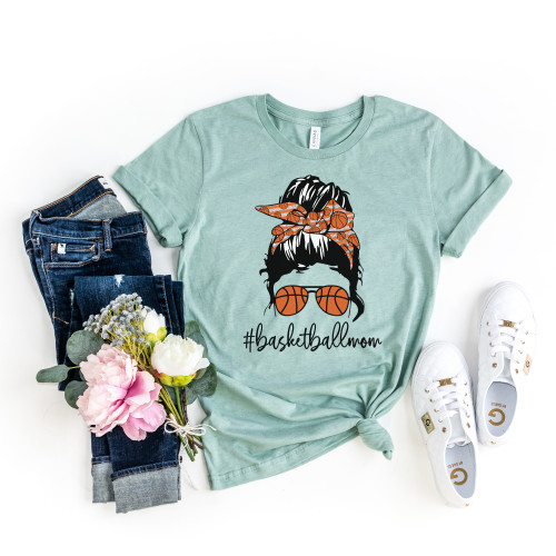 Basketball Mom Messy Bun Tee