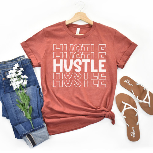 Hustle Tee White Ink