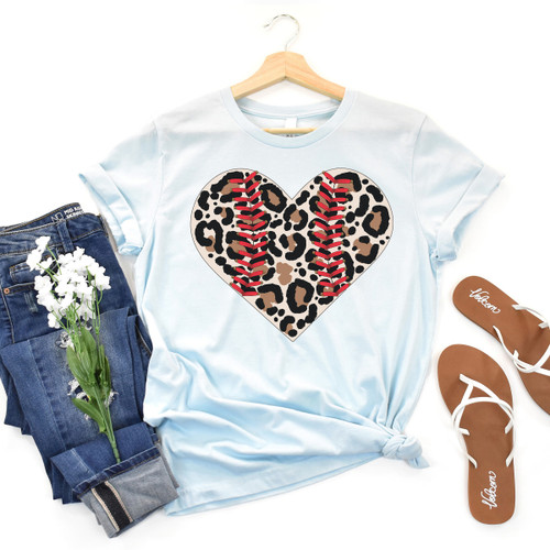 Leopard Baseball Heart Tee Leopard Baseball Heart Tee