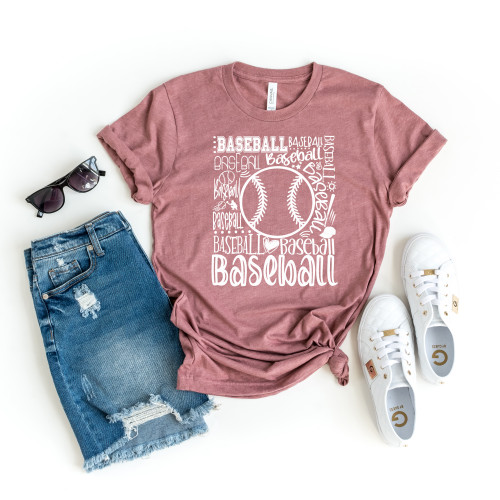 Baseball Typography Tee White Ink