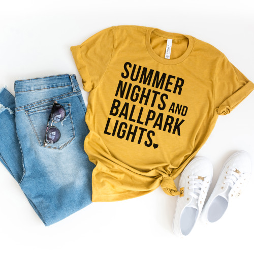 Summer Nights and Ballpark Lights Tee Black Ink Summer Nights and Ballpark Lights Tee Black Ink