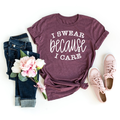 I Swear Because I Care Tee White Ink