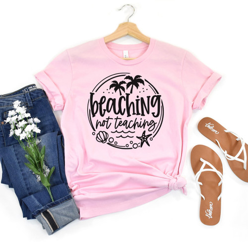 Beaching Not Teaching Summer Tee Black Ink