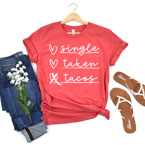 Single Taken Tacos Tee White Ink