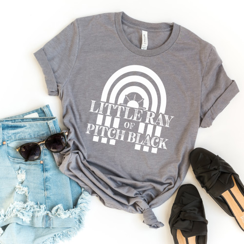 Little Ray of Pitch Black Tee White Ink