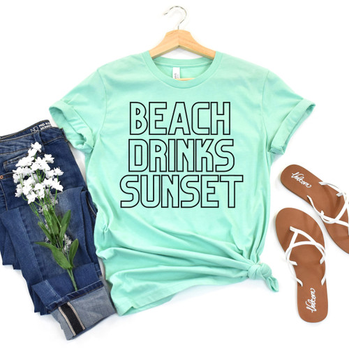 Beach Drinks Sunset Tee Black Ink Beach Drinks Sunset Tee Black Ink