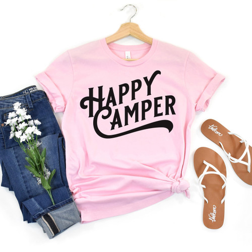 Retro Happy Camper Tee Black Ink