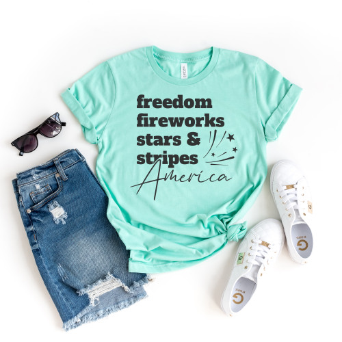 Freedom Fireworks Stars and Stripes Tee Black Ink