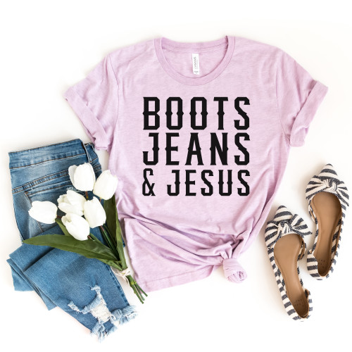 Boots Jeans and Jesus Tee Black Ink