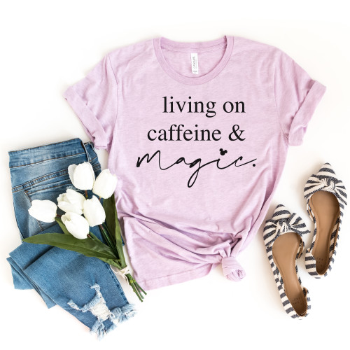 Living on Caffeine and Magic Tee Black Ink
