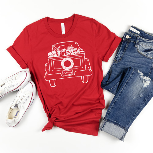 Christmas Truck Tee White Ink