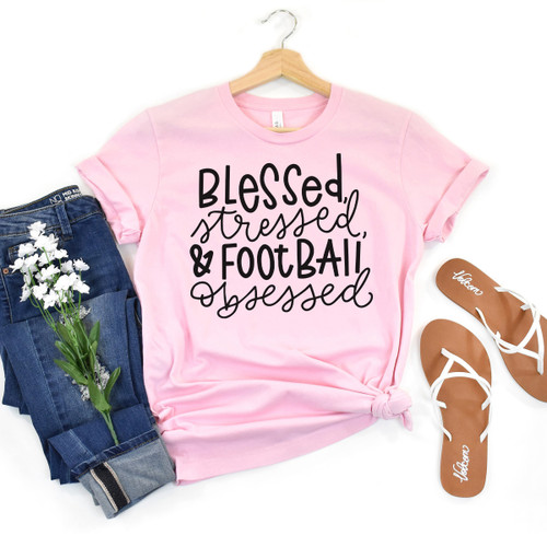 Blessed Stressed and Football Obsessed Tee Black Ink Blessed Stressed and Football Obsessed Tee Black Ink