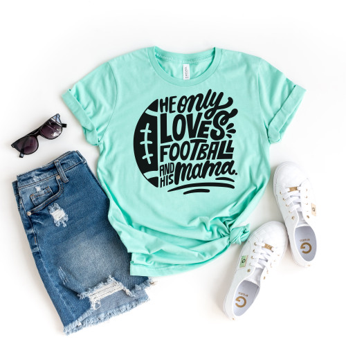 He Only Loves Football Tee Black Ink