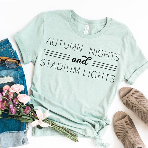 Autumn Nights and Stadium Lights Tee Black Ink