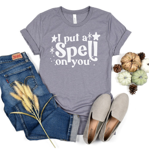 I Put A Spell On You Halloween Tee White Ink I Put A Spell On You Halloween Tee White Ink