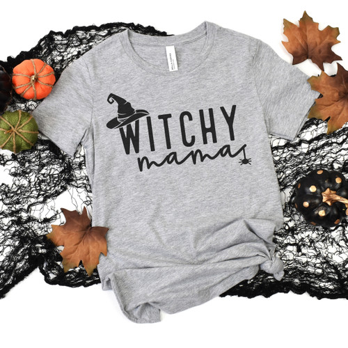 Witchy Mama Halloween Tee Black Ink