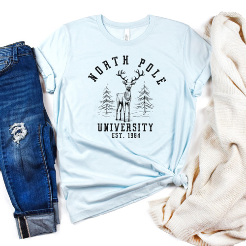 North Pole University Reindeer Tee Black Ink