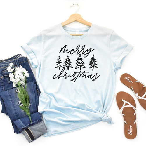 Merry Christmas Script Tee Black Ink