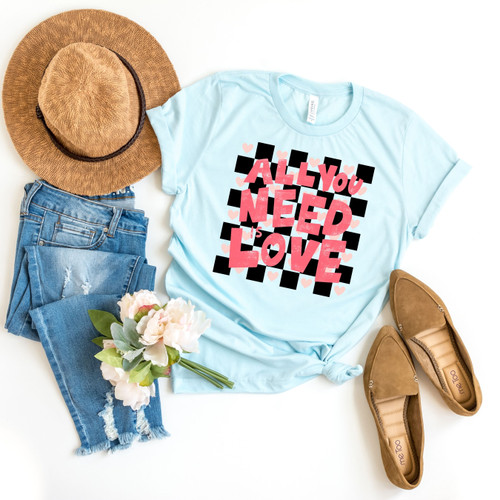 All You Need Is Love Checkered Tee