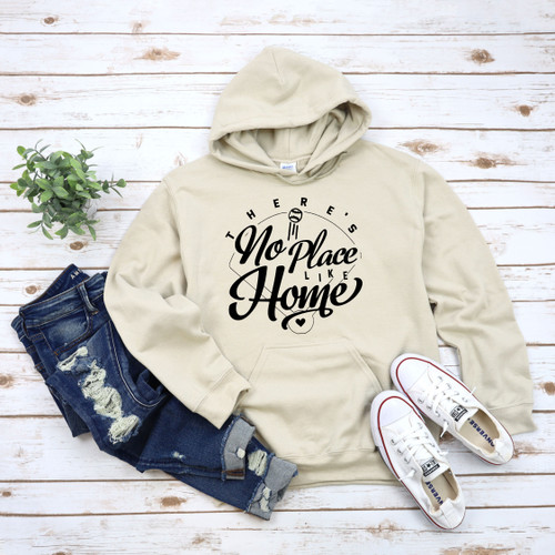 There's No Place Like Home Baseball Hoodie Black Ink