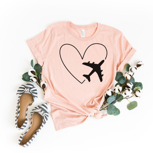 Plane And Heart Tee Black Ink