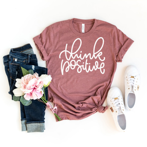 Think Positive Tee White Ink 