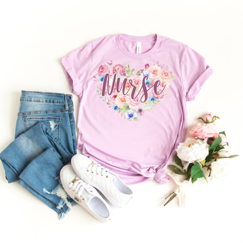 Floral Nurse Heart Tee