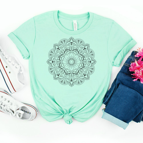 Mandala Pattern Tee Black Ink