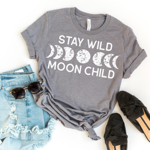Stay Wild Moon Child Tee White Ink 