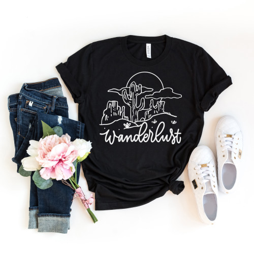 Wanderlust Tee White Ink