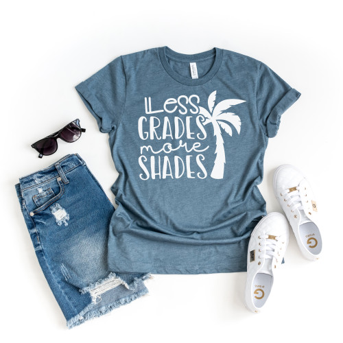 Less Grades More Shades Tee White Ink