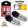 White Amber Switchback LED Turn Signal Tail Light Bulb Dual Color 2x 7443 3157 1157