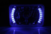 Set of 4x6 H4651/H4652/H4656/H4666 Blue LED Ring Chrome Crystal Square Headlights Conversion - Pair