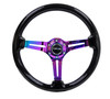 NRG Steering Wheel Classic Black Wood Grain 350mm Neochrome 3" Deep Dish