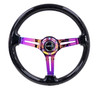 NRG Steering Wheel Sparkle Wood Neo chrome Spokes 350mm 3" Deep Dish