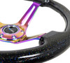 NRG Steering Wheel Sparkle Wood Neo chrome Spokes 350mm 3" Deep Dish
