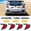 2017-2021 Honda Civic Hatchback Mugen Style LED Tail Lights w/ Sequential Turn Signal  Clear Lens / Red 