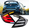 2017-2021 Honda Civic Hatchback Mugen Style LED Tail Lights w/ Sequential Turn Signal Clear Lens/ White 