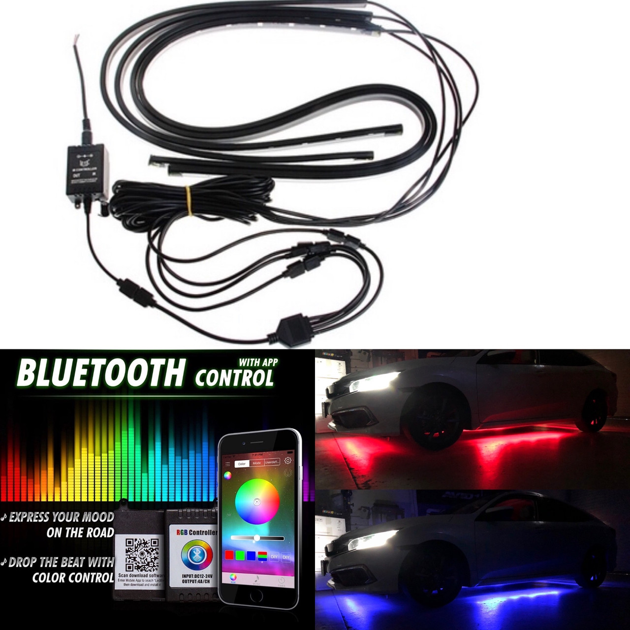 RGB 6 pieces Underglow Strips Sequential 
