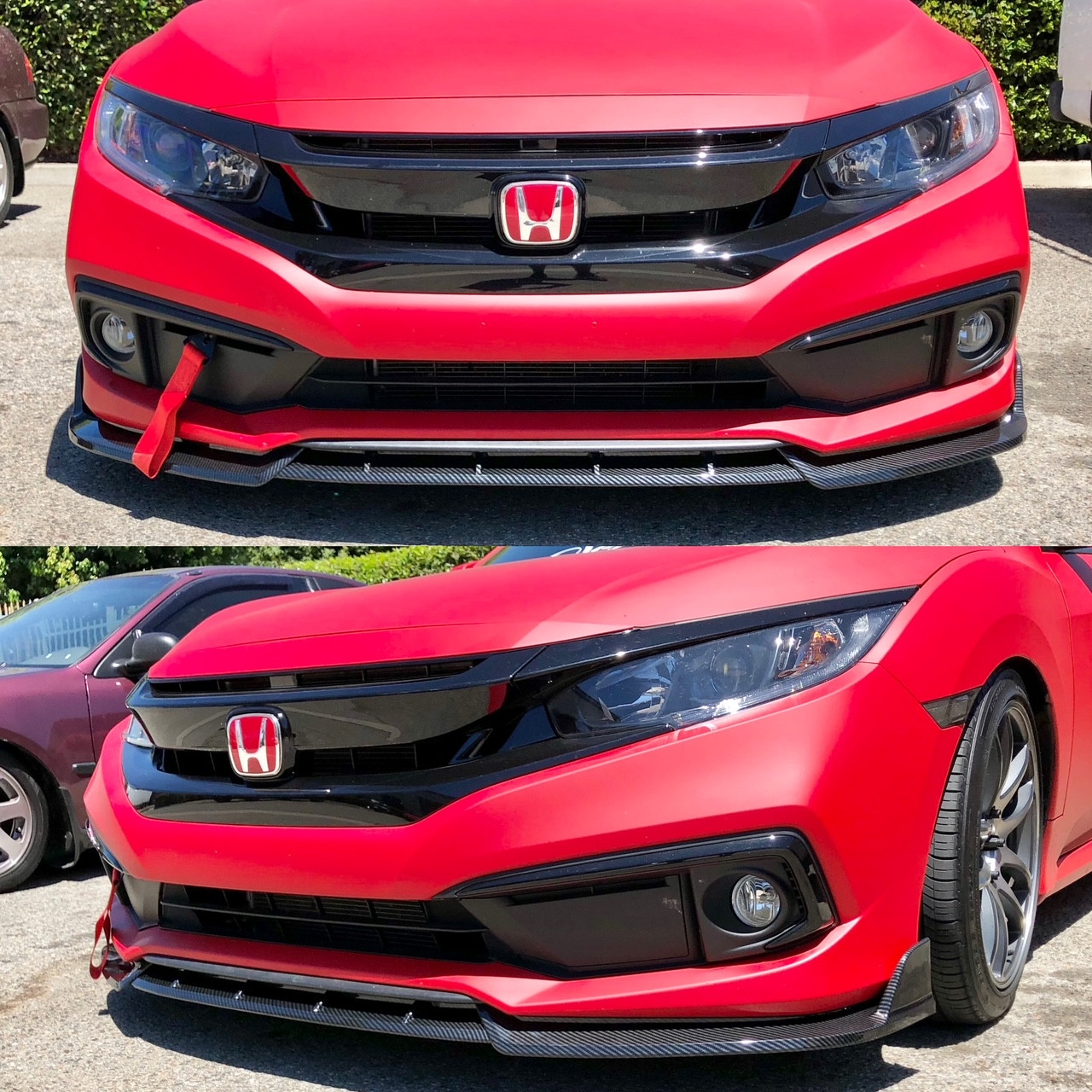 19-20 Civic Front Bumper Lip 3 pc IK Style (Carbon Color)