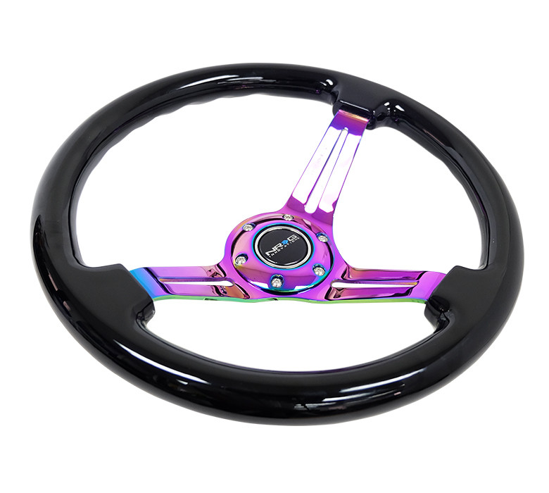 NRG Steering Wheel Classic Black Wood Grain 350mm Neochrome 3" Deep Dish